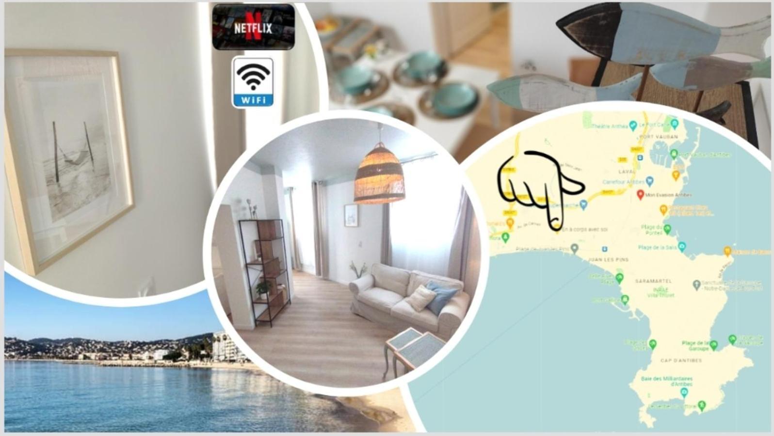 Plage & Confort 3 Pieces Parking Clim Et Wifi Αντίμπ Εξωτερικό φωτογραφία